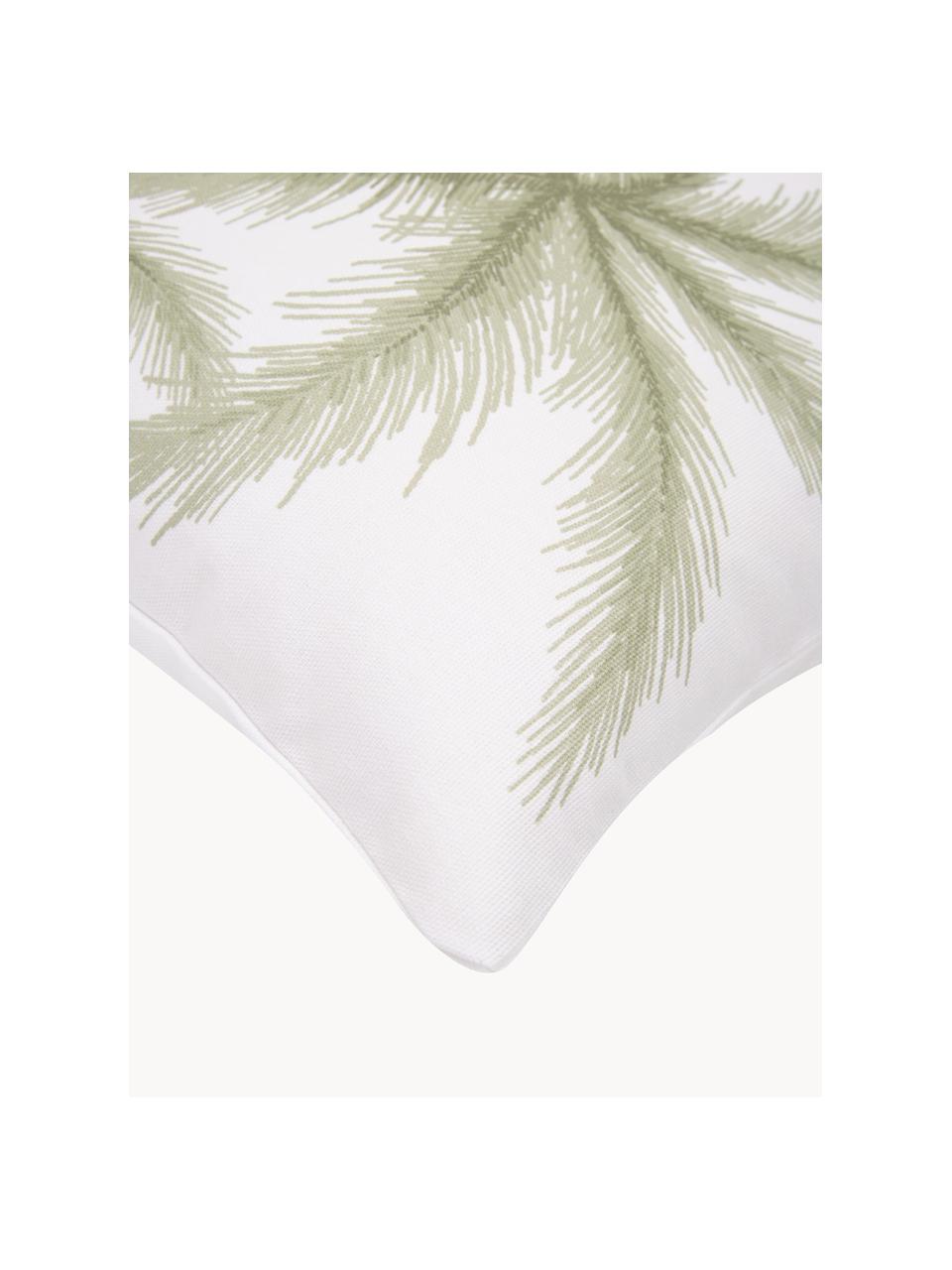 Povlak na polštář z organické bavlny s palmovým potiskem Palima, 100 % bio bavlna, s certifikátem GOTS, Bílá, zelená, Š 45 cm, D 45 cm