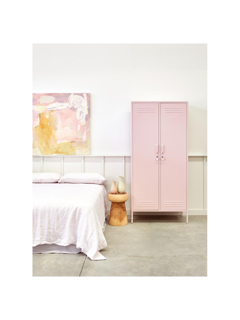 Armario taquilla pequeño The Twinny, Acero con pintura en polvo, Rosa claro, An 85 x Al 183 cm