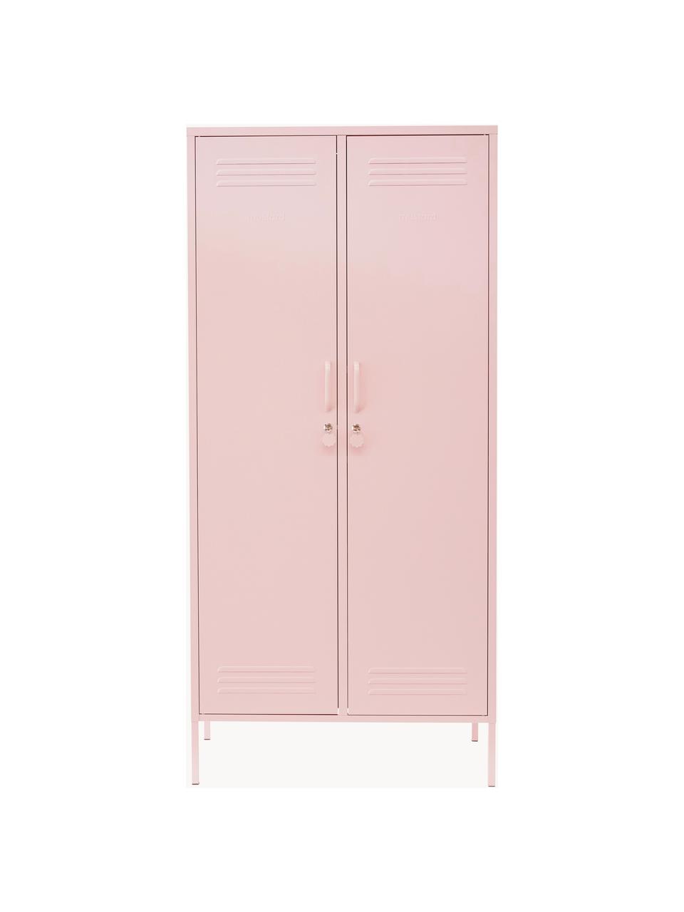 Malá šatníková skriňa The Twinny, Oceľ s práškovým náterom, Svetloružová, Š 85 x V 183 cm