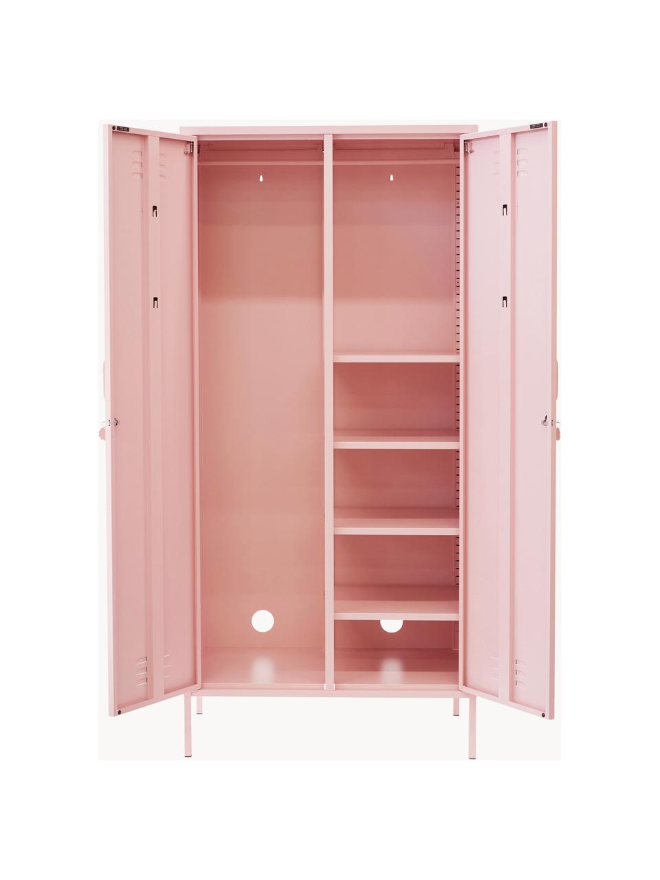 Petite armoire Twinny, Acier, revêtement par poudre, Rose pâle, larg. 85 x haut. 183 cm