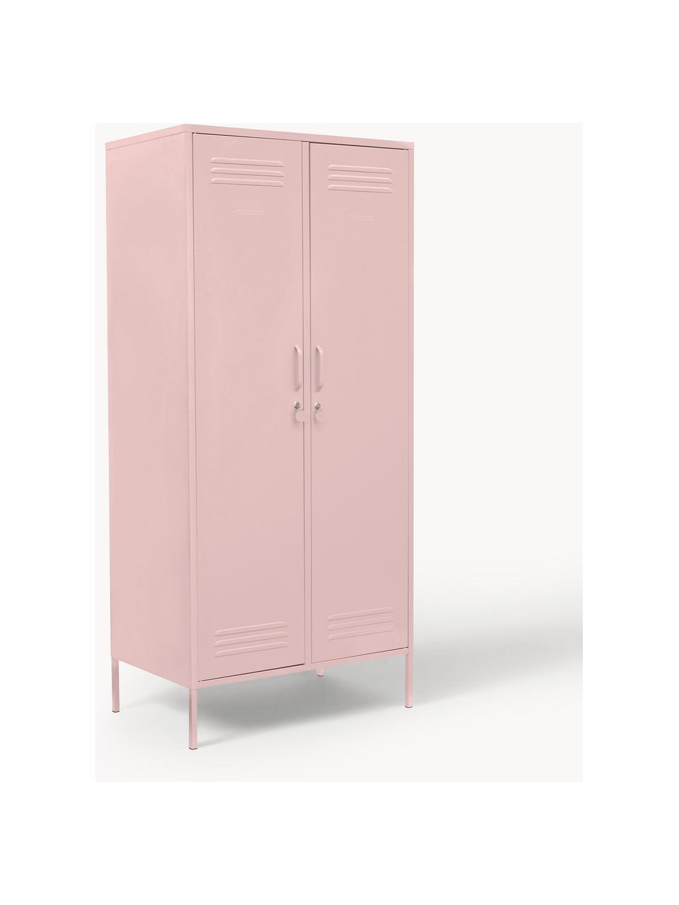 Kleiner Kleiderschrank The Twinny, Stahl, pulverbeschichtet, Hellrosa, B 85 x H 183 cm