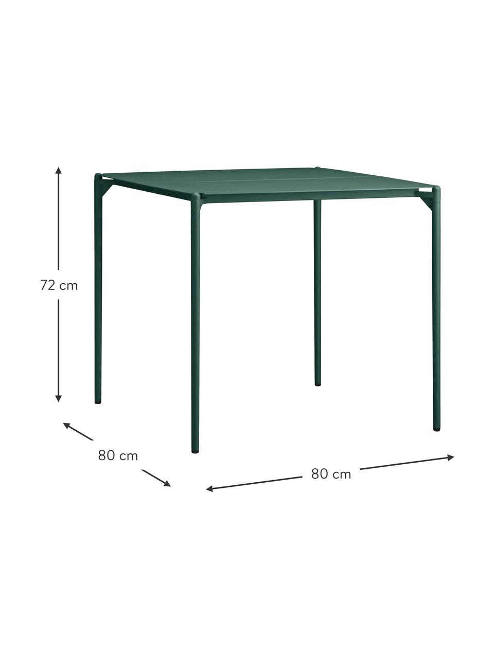 Table de jardin de métal Novo, Acier, enduit, Vert foncé, larg. 80 x prof. 80 cm