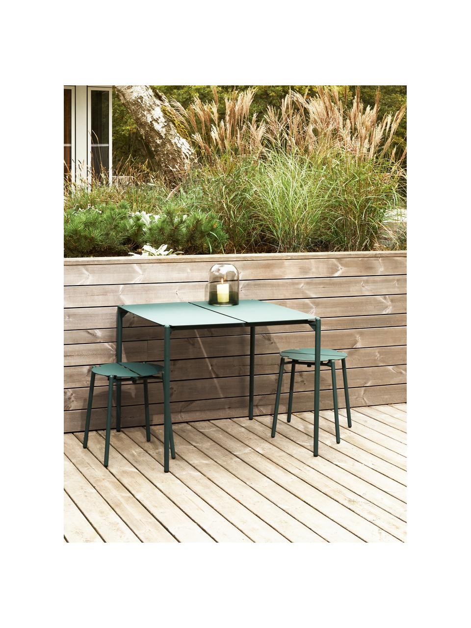 Table de jardin de métal Novo, Acier, enduit, Vert foncé, larg. 80 x prof. 80 cm