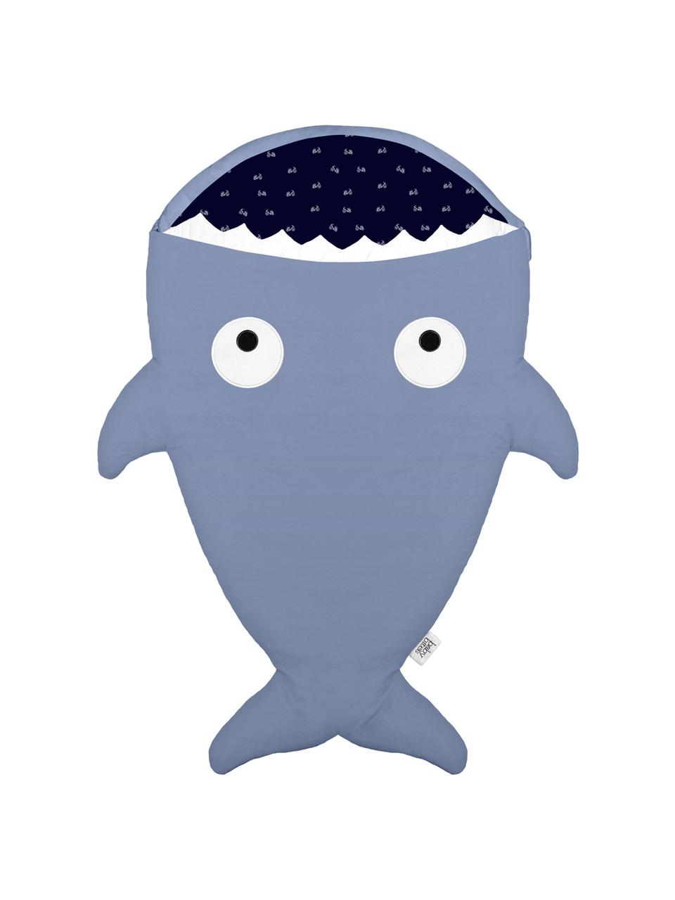 Śpiwór dla dzieci Mini Shark, Tapicerka: bawełna, produkt posiada , Niebieskoszary, S 73 x D 98 cm