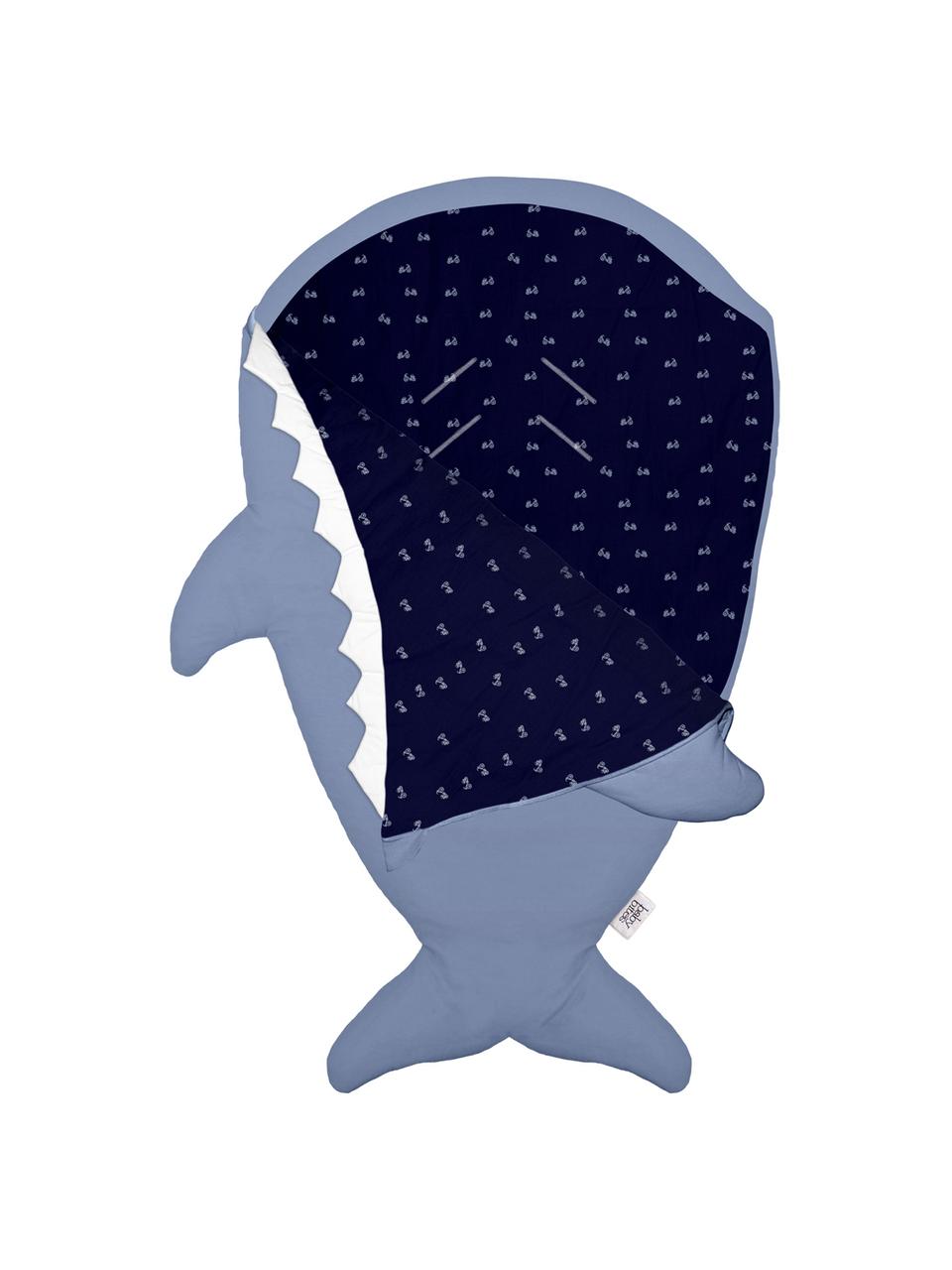 Kinderslaapzak Mini Shark, Bekleding: katoen, Oeko-Tex gecertif, Blauwgrijs, 73 x 98 cm