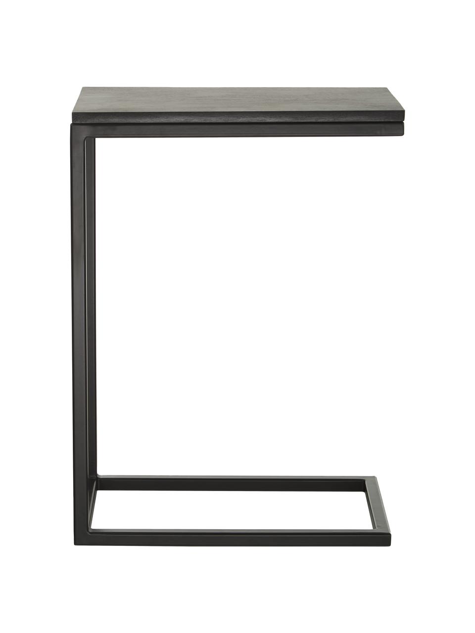 Tavolino da divano in legno di mango Celow, Piano d'appoggio: Legno di mango massiccio , Struttura: Metallo verniciato a polv, Nero, Larg. 45 x Alt. 62 cm