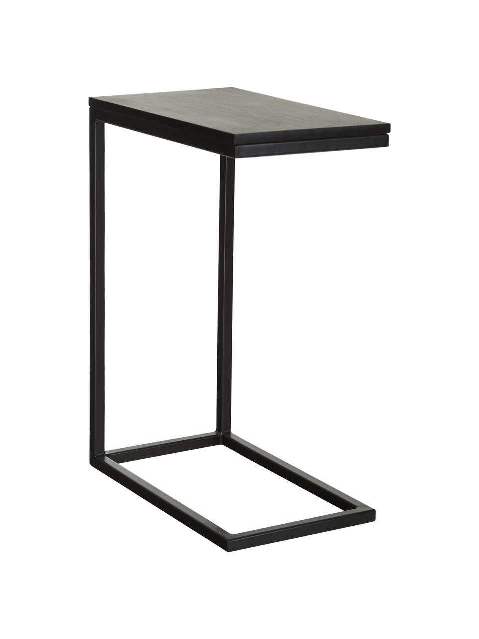 Mesa auxiliar de madera de mango Celow, Tablero: madera de mango maciza y , Estructura: metal con pintura en polv, Negro, An 45 x Al 62 cm
