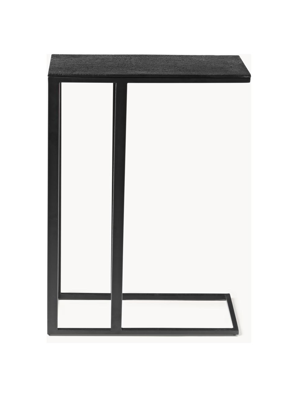 Mesa auxiliar de madera de mango Celow, Tablero: madera de mango maciza y , Estructura: metal con pintura en polv, Negro, An 45 x Al 62 cm