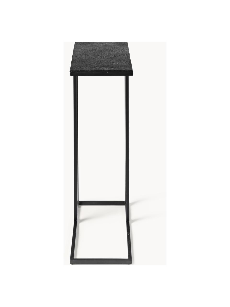 Mesa auxiliar de madera de mango Celow, Tablero: madera de mango maciza y , Estructura: metal con pintura en polv, Negro, An 45 x Al 62 cm