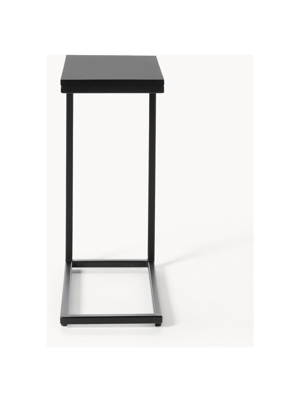 Mesa auxiliar de madera de mango Celow, Tablero: madera de mango maciza y , Estructura: metal con pintura en polv, Negro, An 45 x Al 62 cm