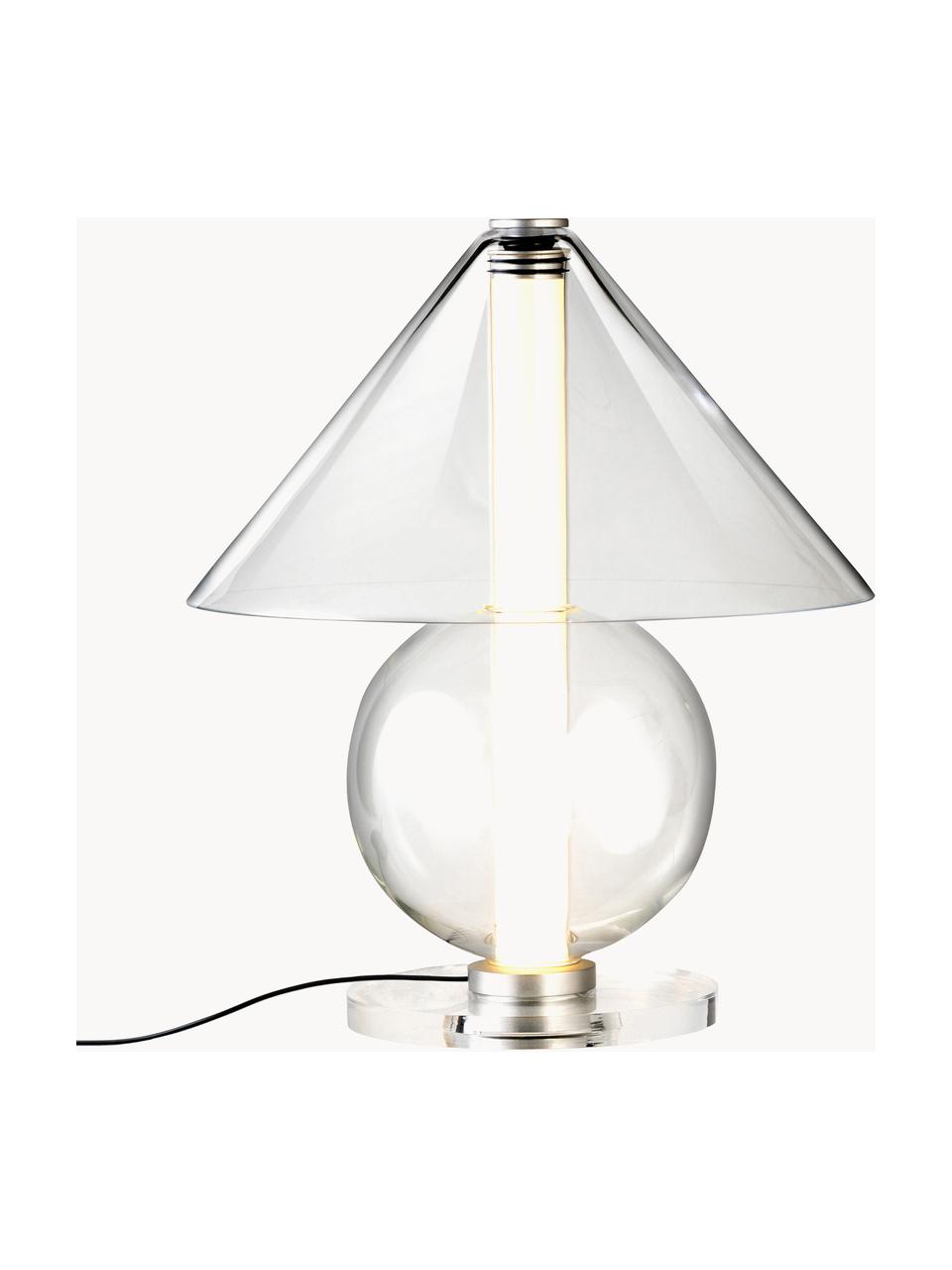 Lampa stołowa LED ze szkła dmuchanego z funkcją przyciemniania Fragile, Transparentny, odcienie srebrnego, Ø 31 x W 35 cm