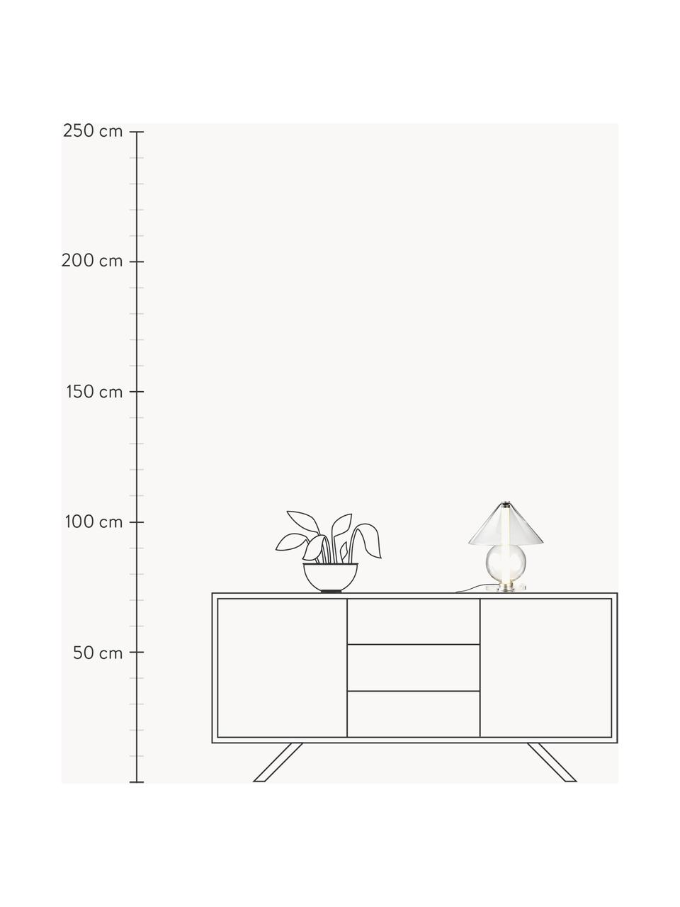 Mundgeblasene LED-Tischlampe Fragile, dimmbar, Transparent, Silberfarben, Ø 31 x H 35 cm