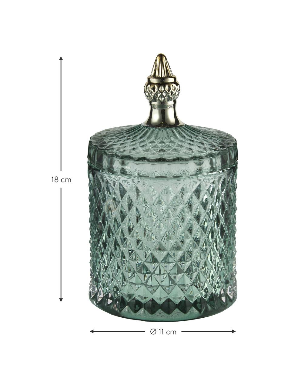 Boîte de rangement en verre Miya, Verre, Vert, couleur dorée, Ø 11 x haut. 18 cm
