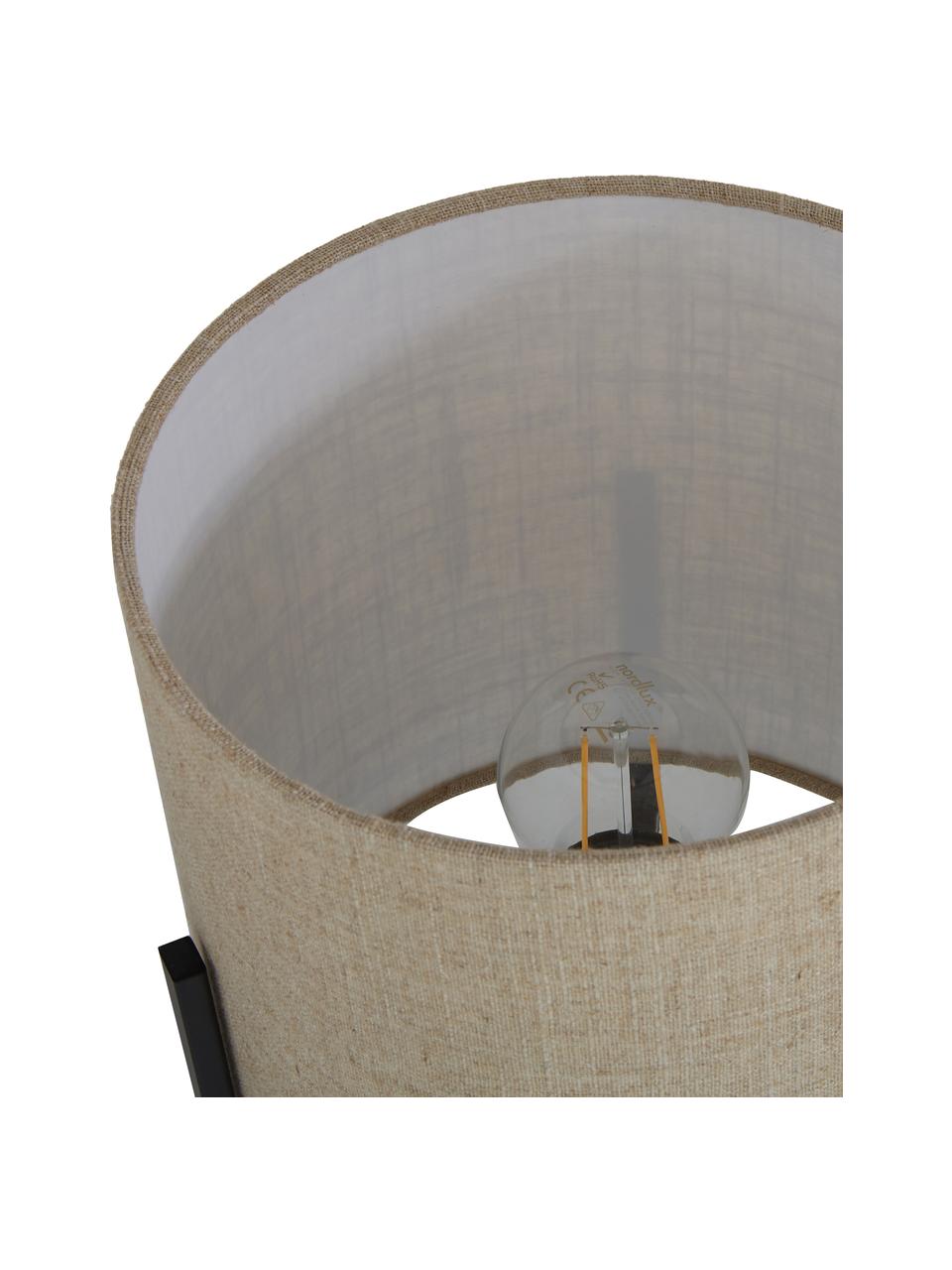 Lampada da tavolo in lino Piper, Paralume: 85% lino, 15% terylen, Base della lampada: metallo verniciato a polv, Beige, Ø 22 x Alt. 38 cm