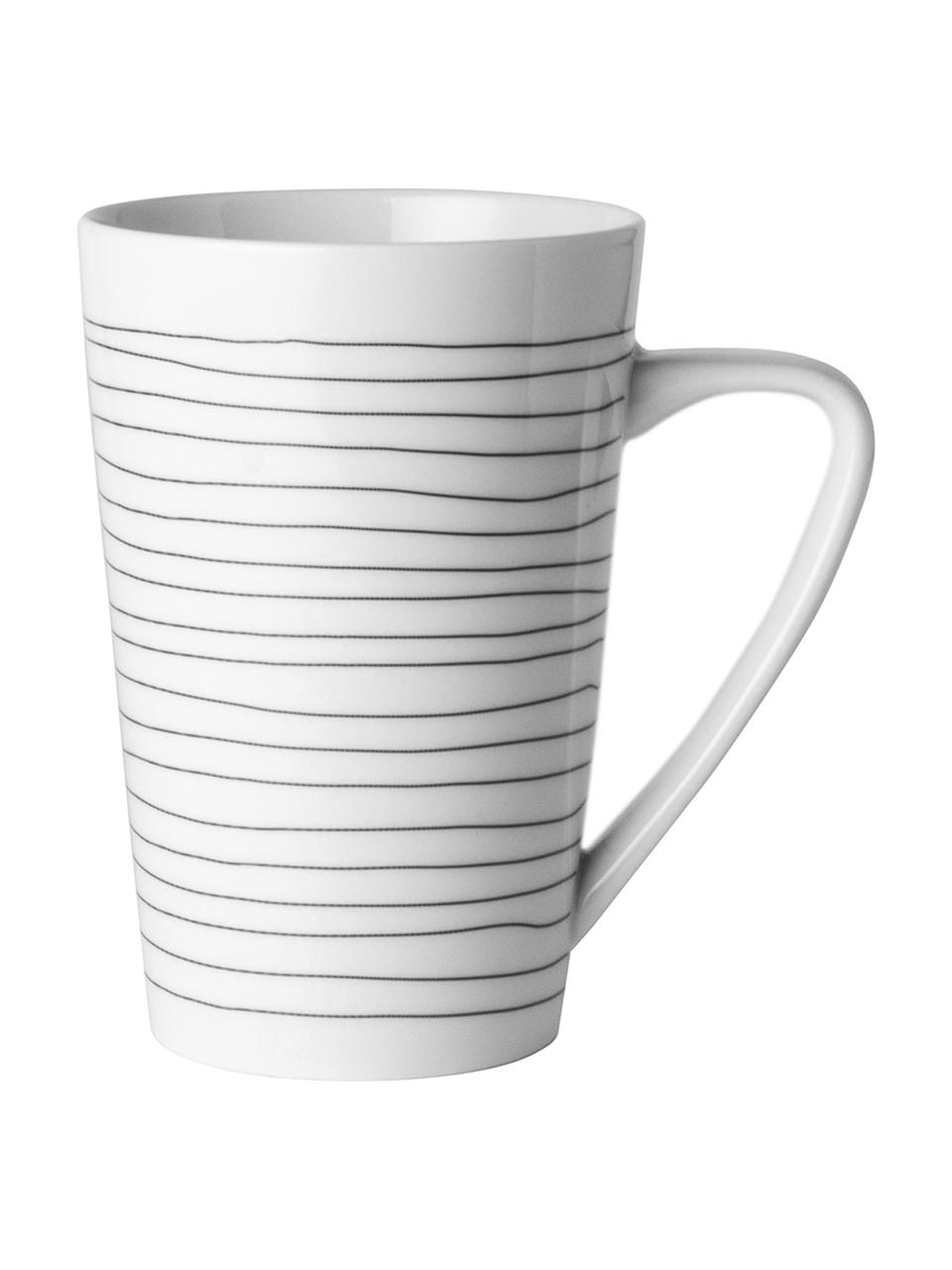 Tasse XL design Eris Loft, 4 pièces, Porcelaine, Blanc, noir, Ø 9 x haut. 13 cm, 430 ml