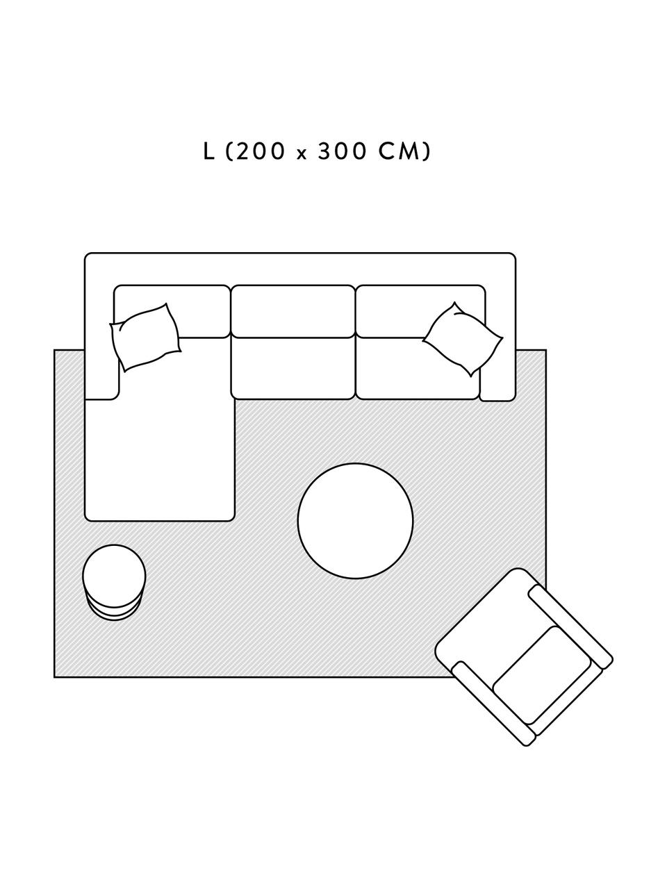 Baumwollteppich Tanya mit Ton-in-Ton-Webstreifenstruktur und Fransenabschluss, 100% Baumwolle, Hellgrau, B 200 x L 300 cm (Größe L)