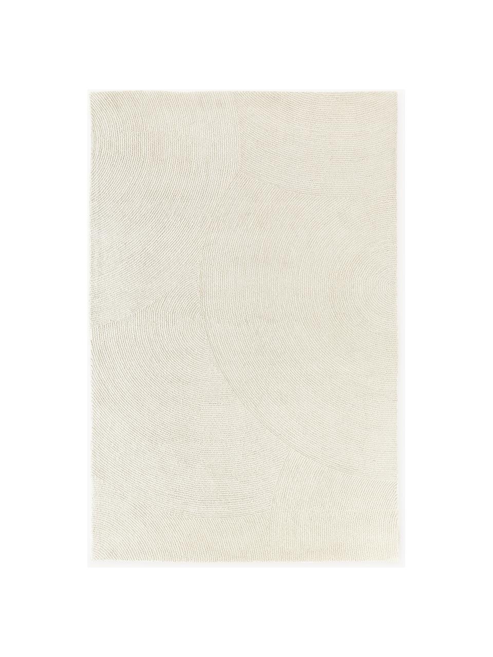 Handgetuft laagpolig vloerkleed Eleni van gerecyclede materialen, Bovenzijde: 100% polyester, Gebroken wit, B 120 x L 180 cm (maat S)