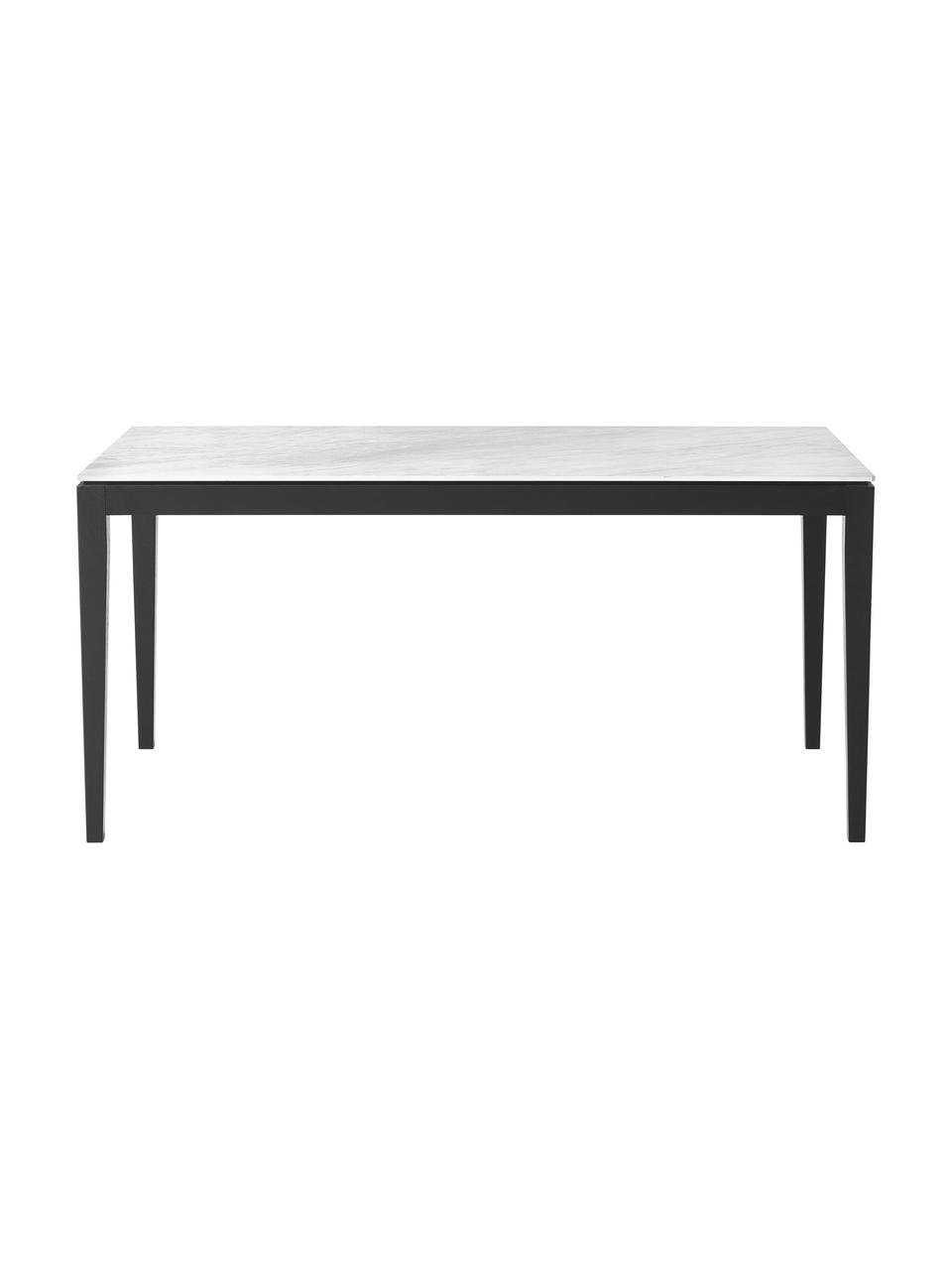 Tavolo con piano effetto marmo Jackson, varie misure, Effetto marmo bianco, legno di quercia laccato nero, Larg. 140 x Prof. 90 cm