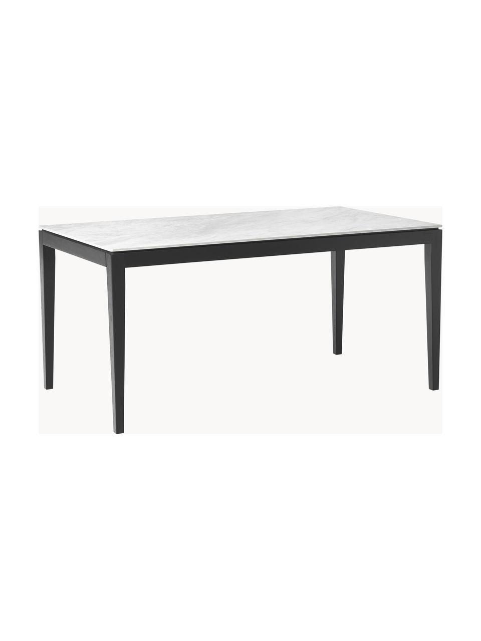 Jedálenský stôl s mramorovým vzhľadom Jackson, Mramorový vzhľad biela, dubové drevo čierna lakované, Š 140 x H 90 cm