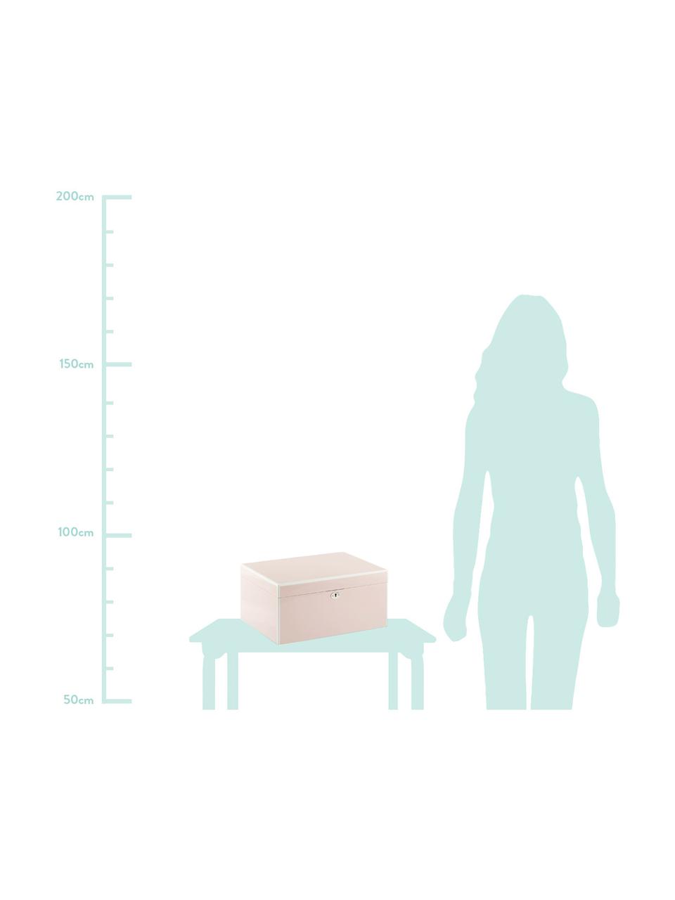 Schmuckbox Juliana mit Spiegel, Kästchen: Mitteldichte Holzfaserpla, Unterseite: Samt zur Schonung der Möb, Rosa mit weißer Kante, 31 x 23 cm