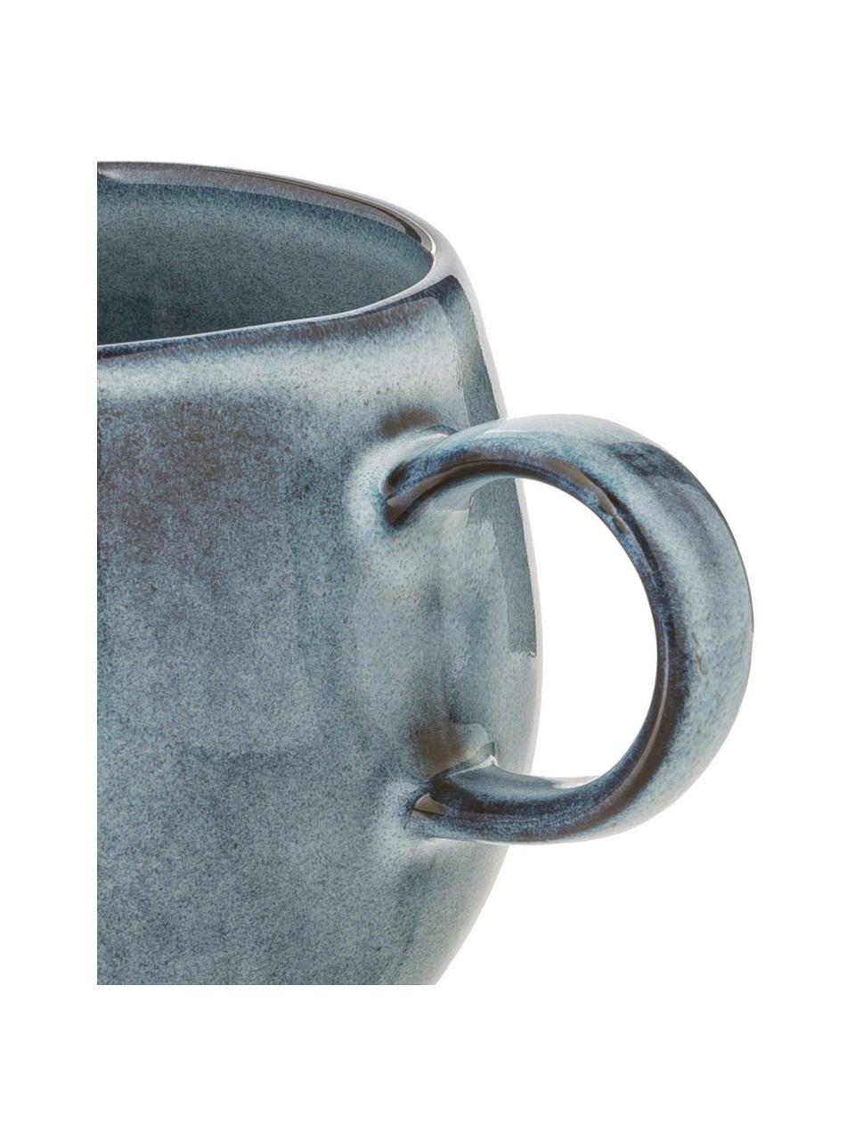 Ręcznie wykonany kubek Sandrine, Kamionka, Odcienie niebieskiego, Ø 10 x W 10 cm, 400 ml