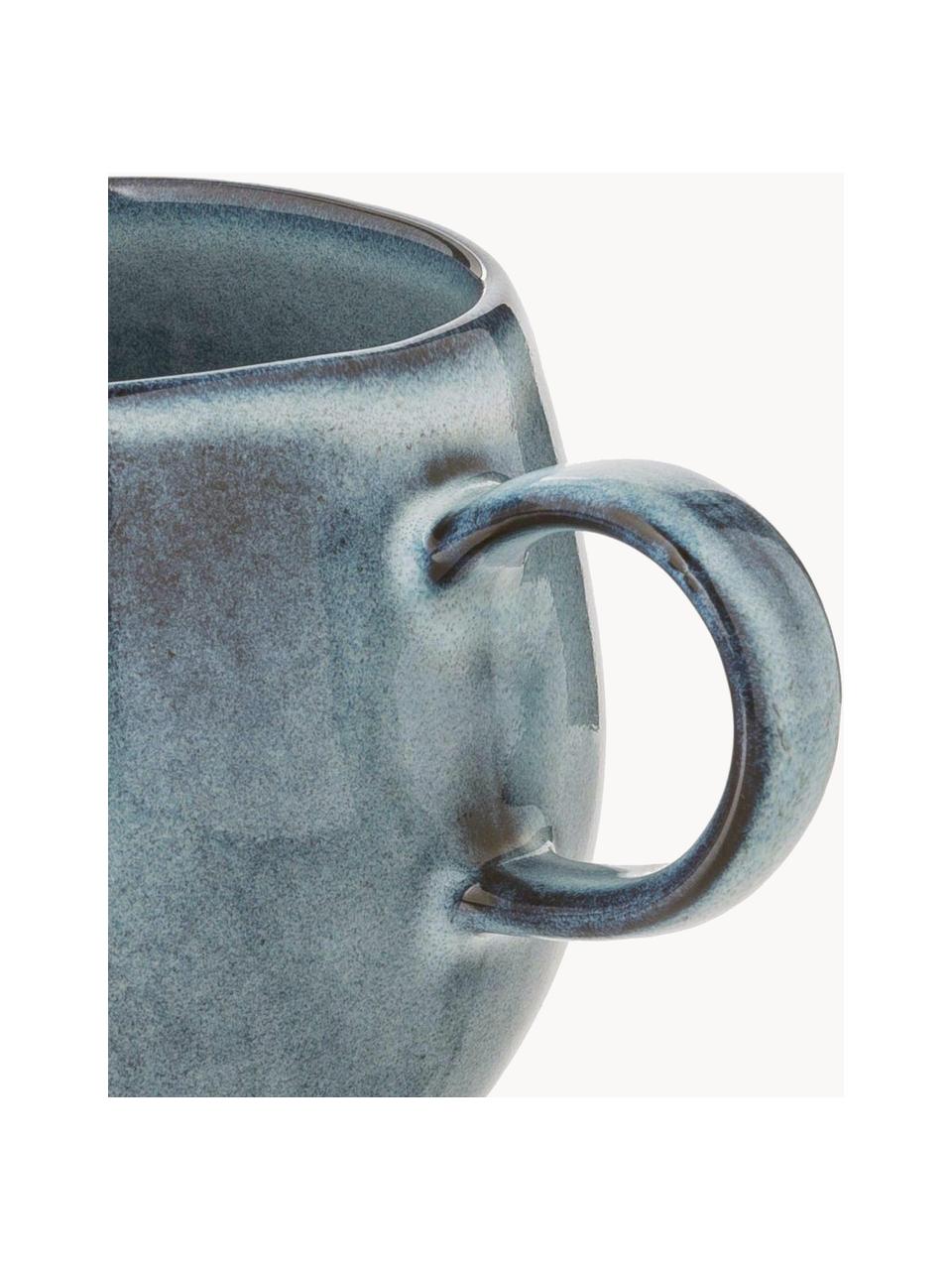 Taza de café artesanal Sandrine, Cerámica de gres, Gris azulado jaspeado, Ø 10 x Al 10 cm, 400 ml