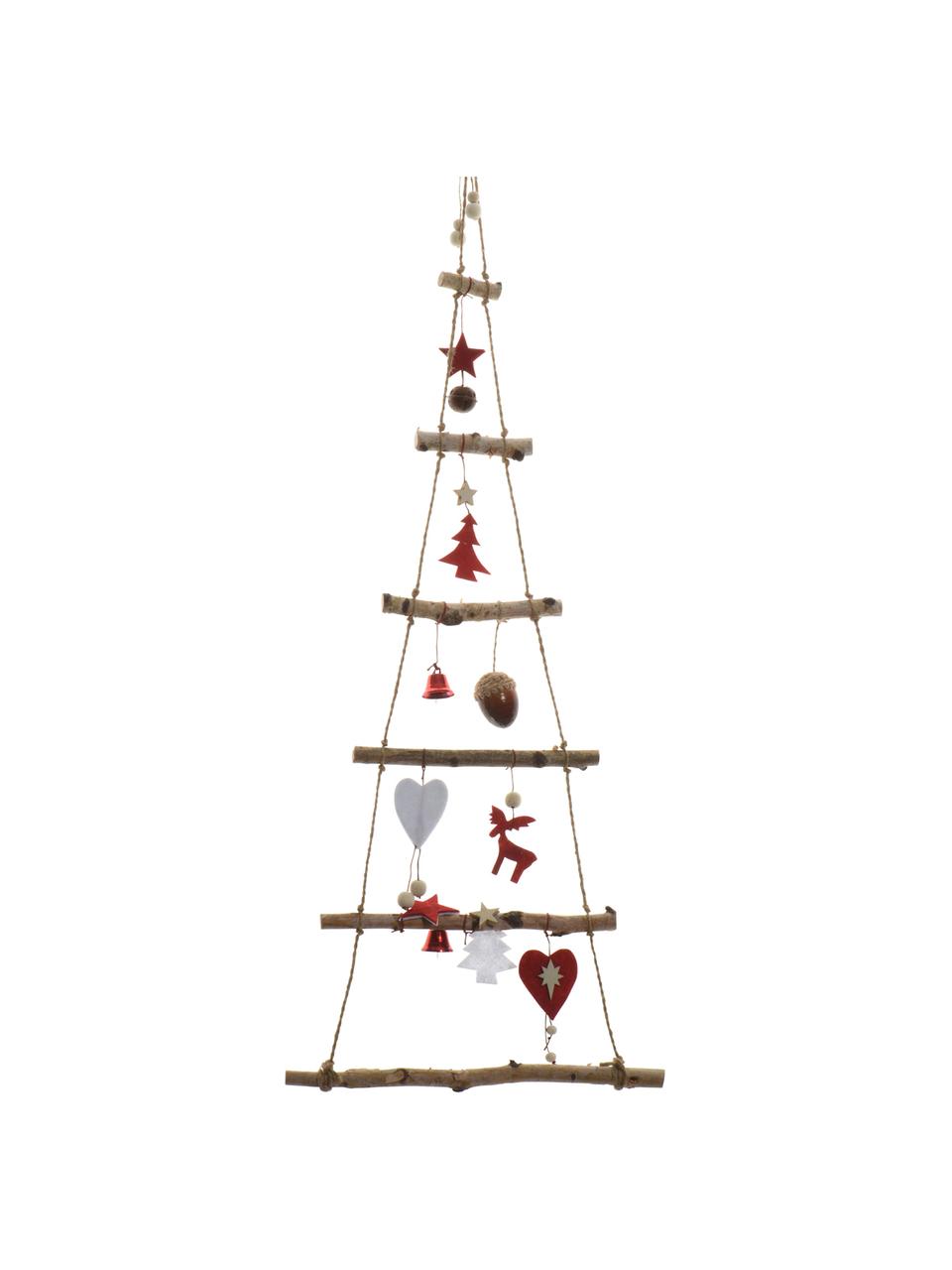 Großes Wand-Objekt Tree aus Birkenholz H 100 cm, Birkenholz, Birkenholz, Rot, B 34 x H 100 cm