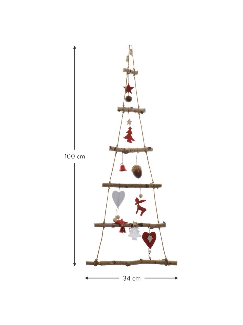 Nástěnná dekorace z březového dřeva Tree, V 100 cm, Březové dřevo, Březové dřevo, červená, Š 34 cm, V 100 cm