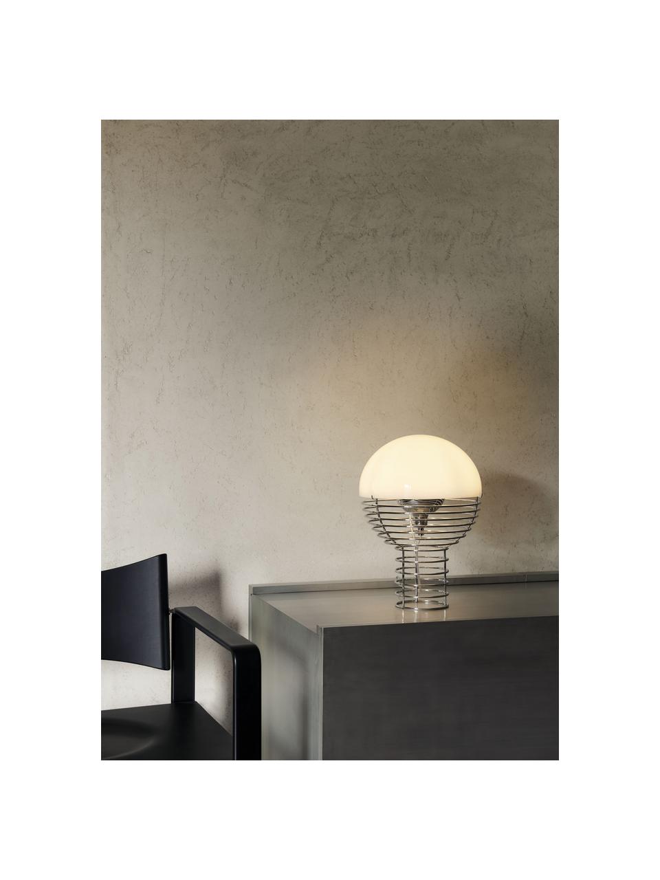 Lampe à poser design Wire, Argenté, blanc, Ø 30 x haut. 42 cm