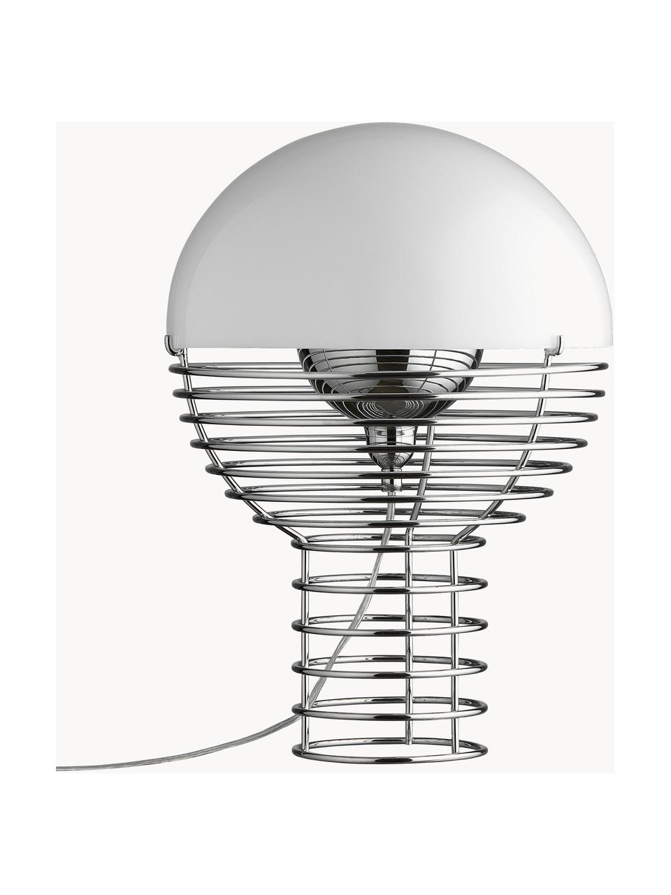 Design tafellamp Wire, Decoratie: polyacryl, Zilverkleurig, wit, Ø 30 x H 42 cm