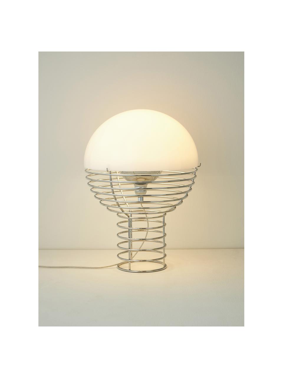 Stolová lampa Wire, dizajn Verner Panton, Odtiene striebornej, biela, Ø 30 x V 42 cm