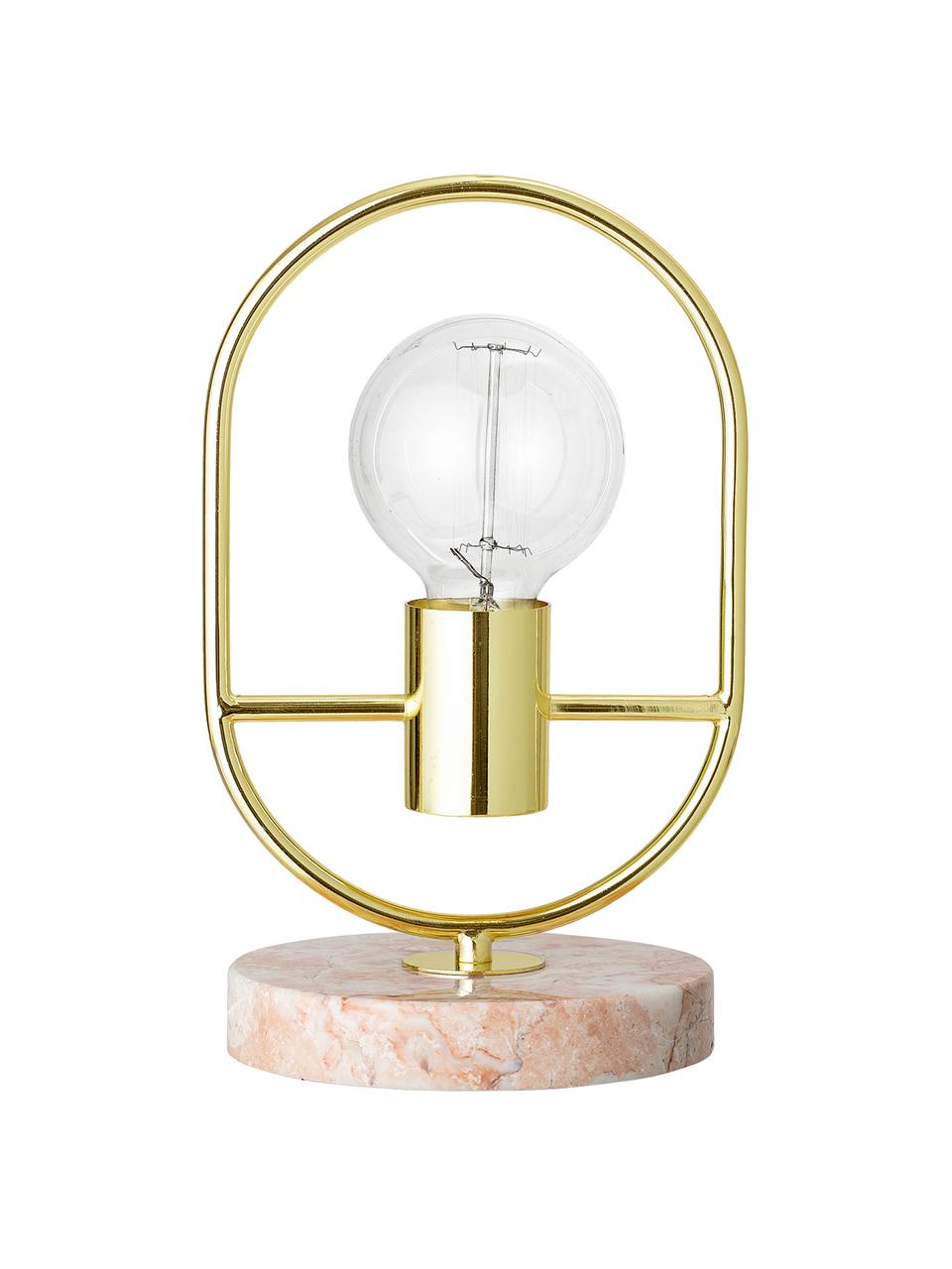 Kleine Tischlampe Emilia aus Marmor und Metall, Lampenfuß: Marmor, Rosa, Ø 17 x H 30 cm