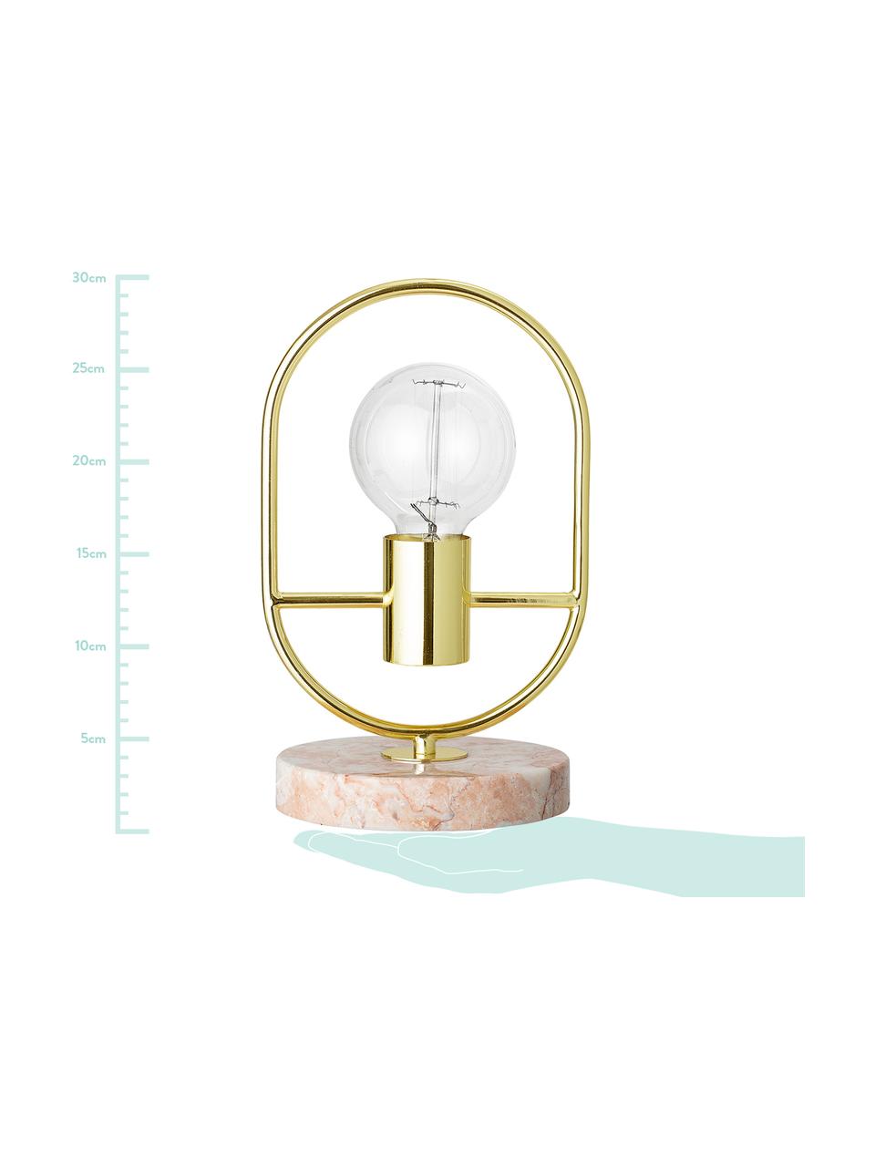 Lampada da tavolo in marmo e metallo Emilia, Base della lampada: marmo, Rosa, Ø 17 x Alt. 30 cm