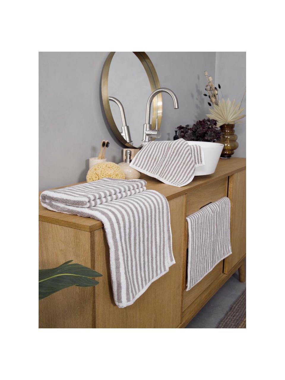 Asciugamano a righe Viola 2 pz, 100% cotone,
qualità media 550 g/m², Grigio, bianco, Asciugamano per ospiti, Larg. 30 x Lung. 50 cm, 2 pz
