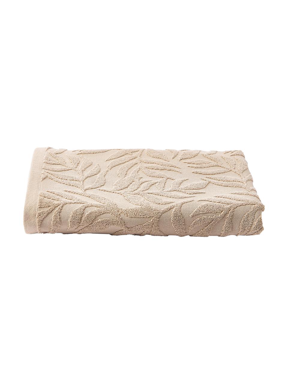 Ręcznik z bawełny Leaf, Beżowy, S 70 x D 140 cm