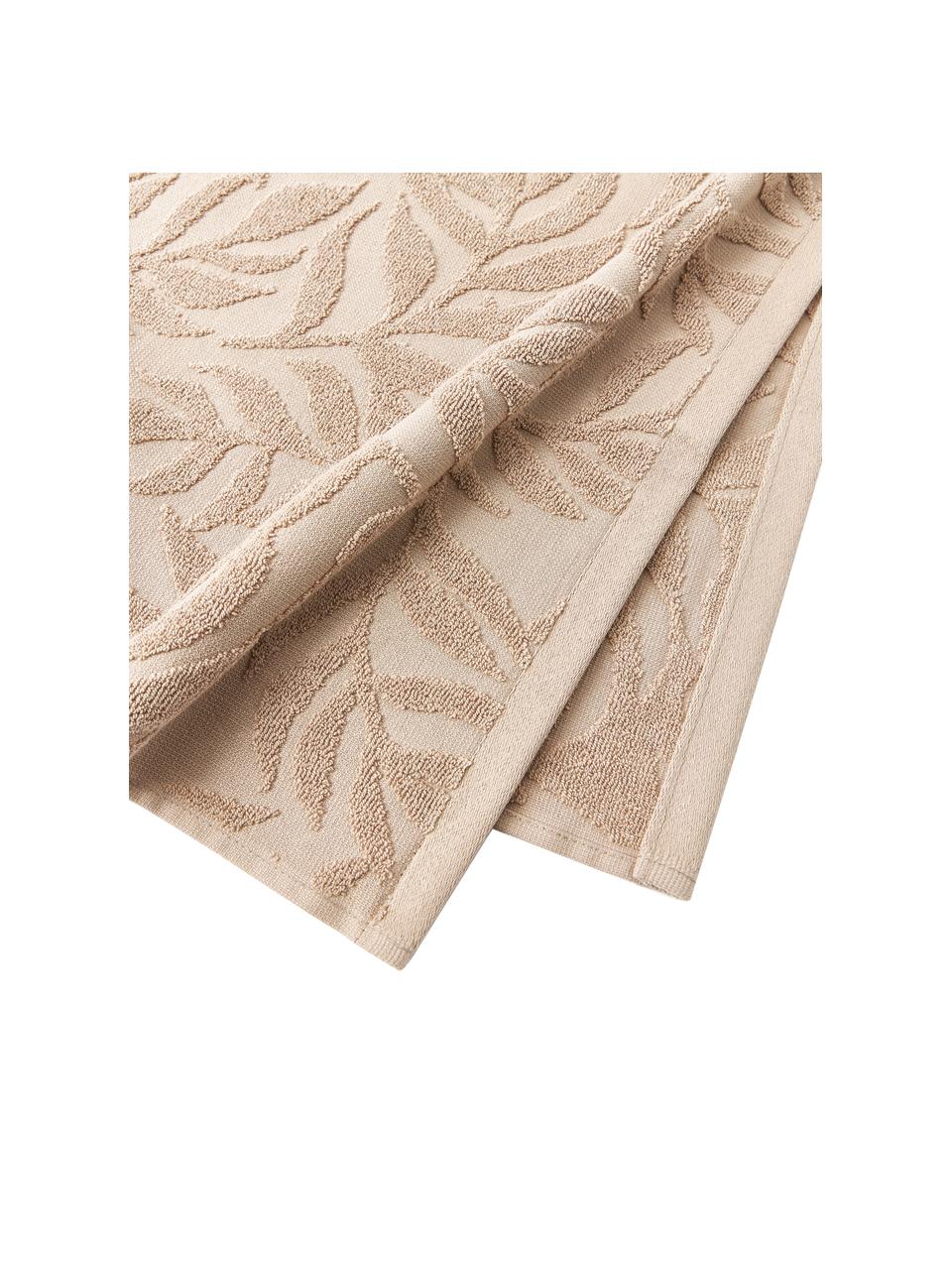 Ręcznik z bawełny Leaf, Beżowy, S 70 x D 140 cm