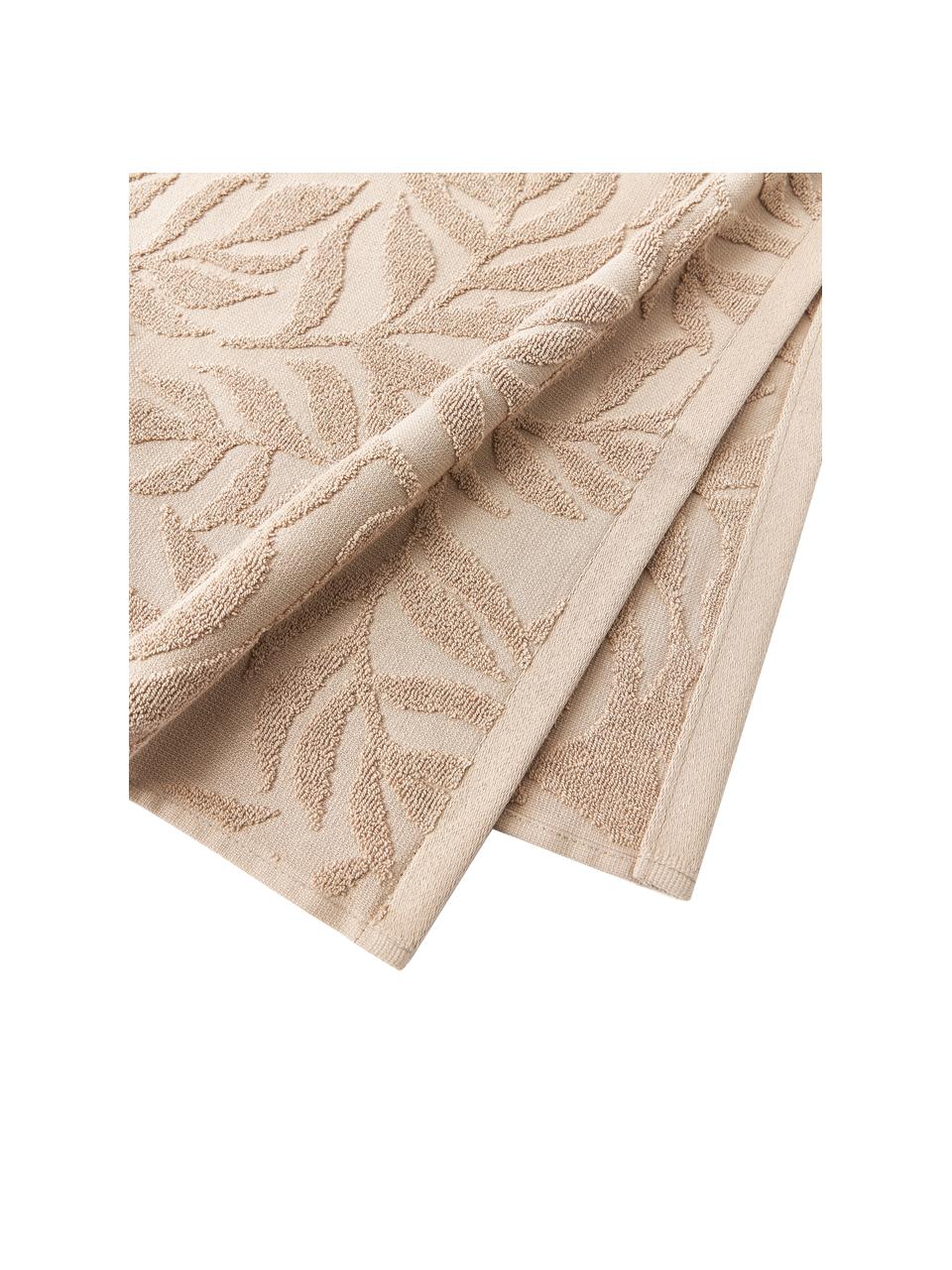 Serviette de toilette en coton Leaf, Beige, larg. 70 x long. 140 cm