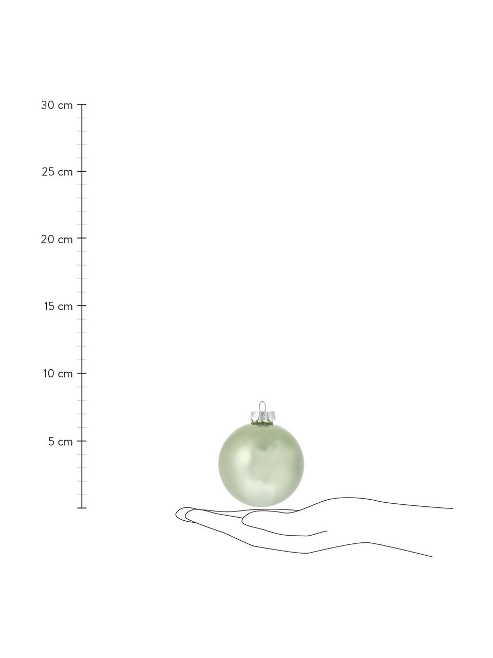 Sada vánočních ozdob Evergreen,  Ø 8 cm, 6 dílů, Mátově zelená
