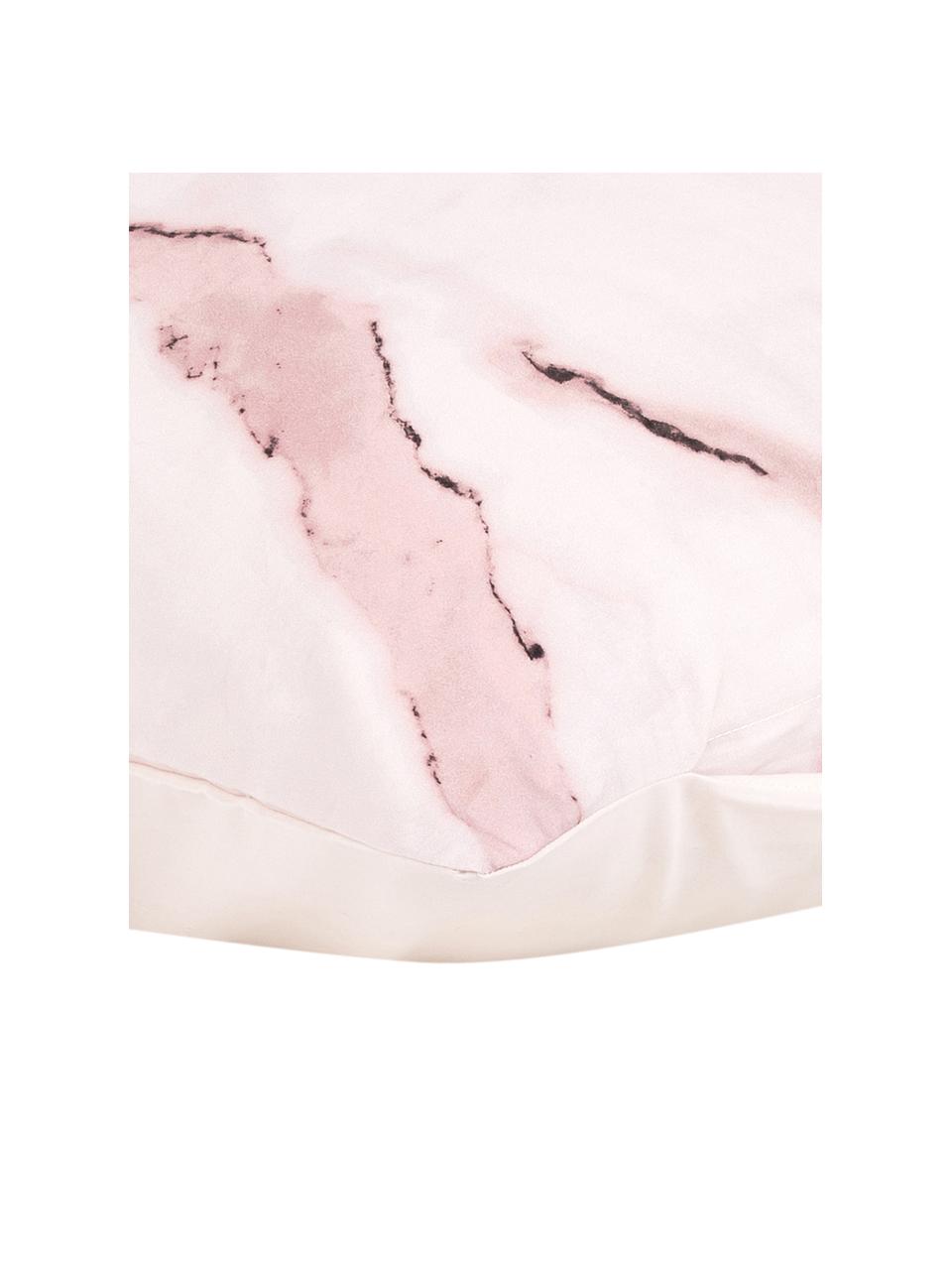 Funda de almohada de percal Malin, Estampado mármol rosa claro, An 45 x L 110 cm
