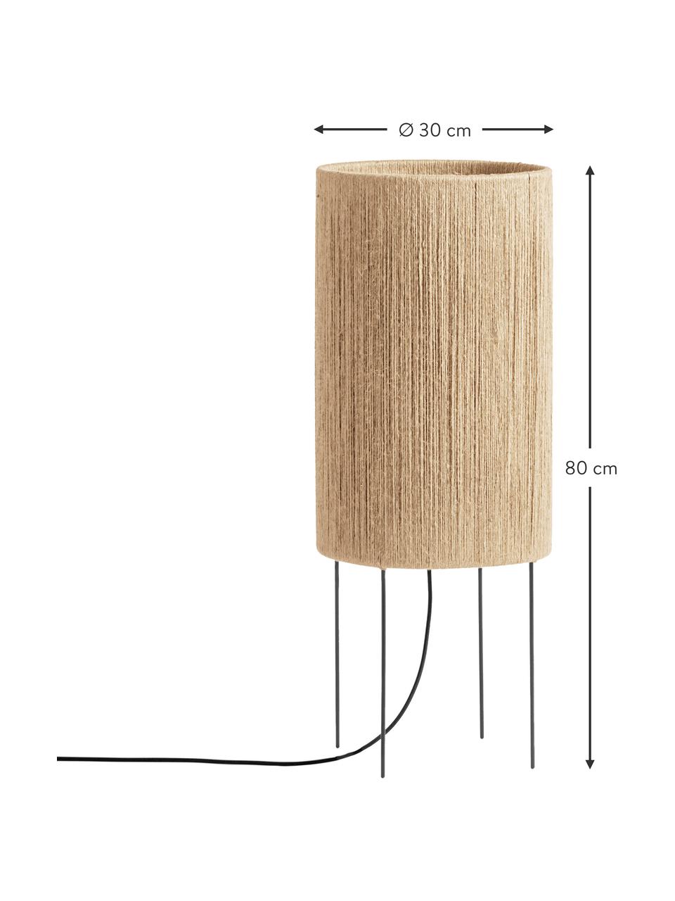 Kleine vloerlamp RO van jute, Lampenkap: jute, Beige, H 80 cm