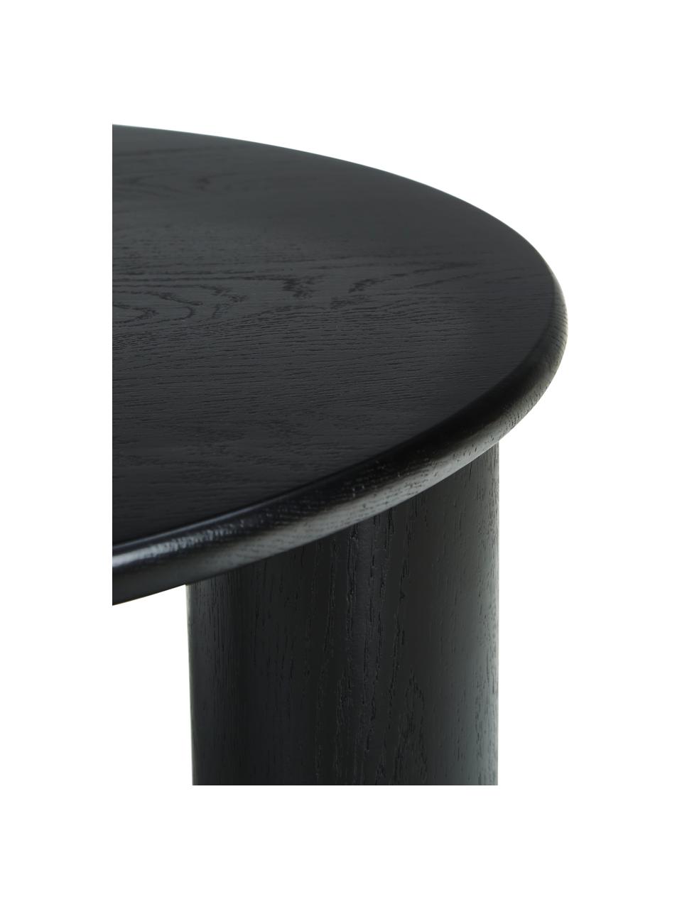 Table basse ronde bois de chêne Didi, Bois de chêne massif, laqué, Noir, Ø 80 cm