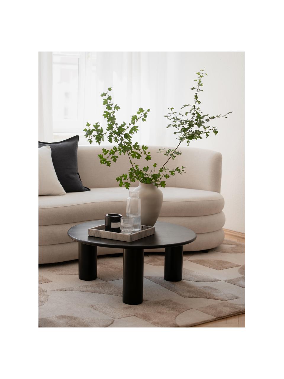 Kulatý dubový konferenční stolek Didi, Masivní lakované dubové dřevo, Černá, Ø 80 cm