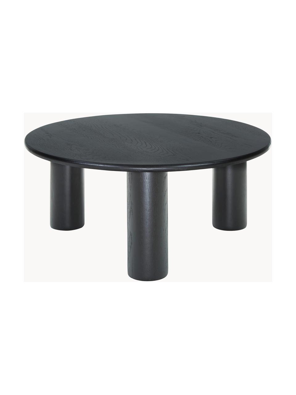 Mesa de centro redonda de roble Didi, Madera de roble maciza pintado, Negro, Ø 80 cm