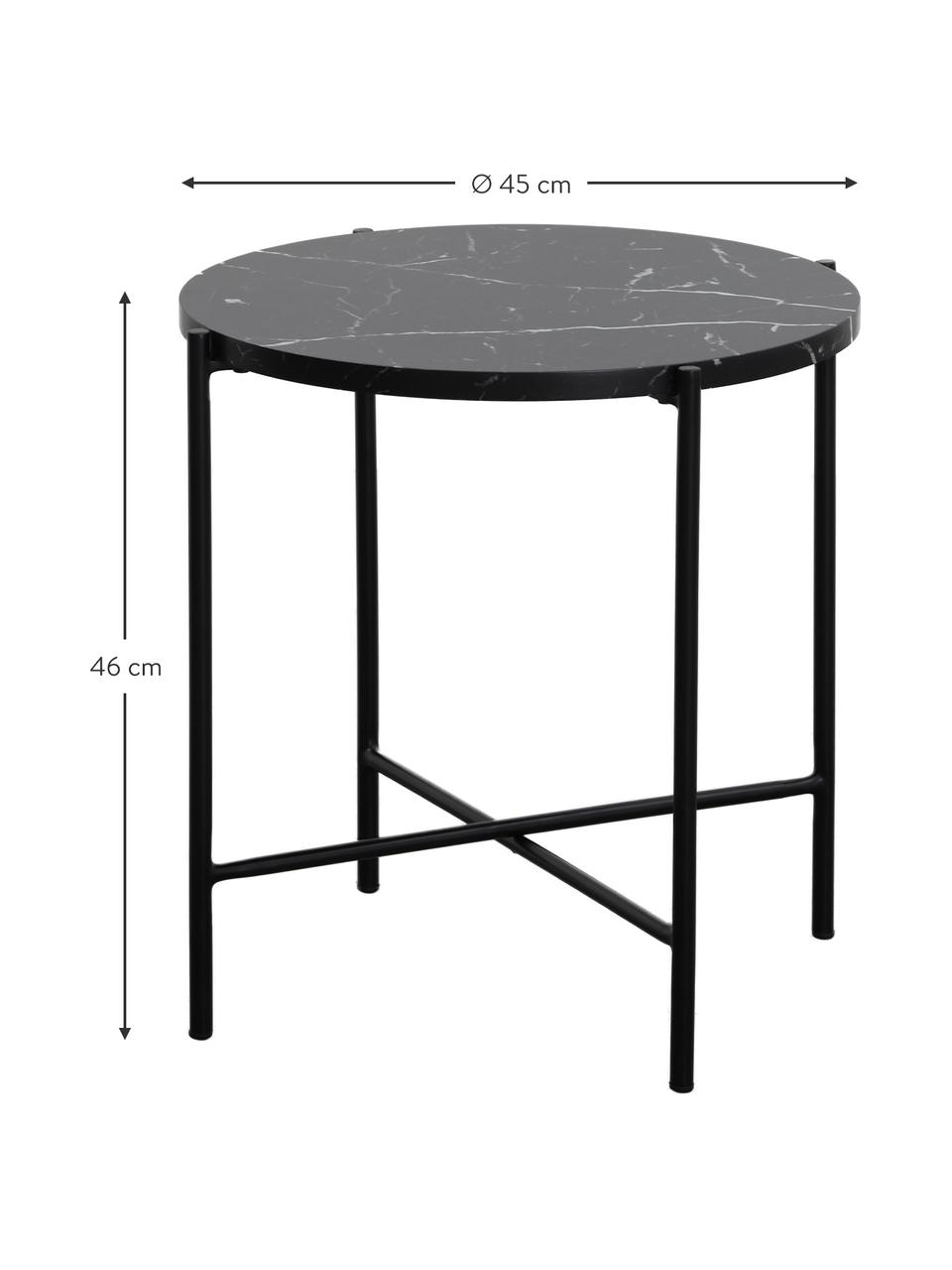 Table d'appoint Fria, Plateau : noir, marbré, mat Structure : noir, mat, Ø 45 x haut. 46 cm