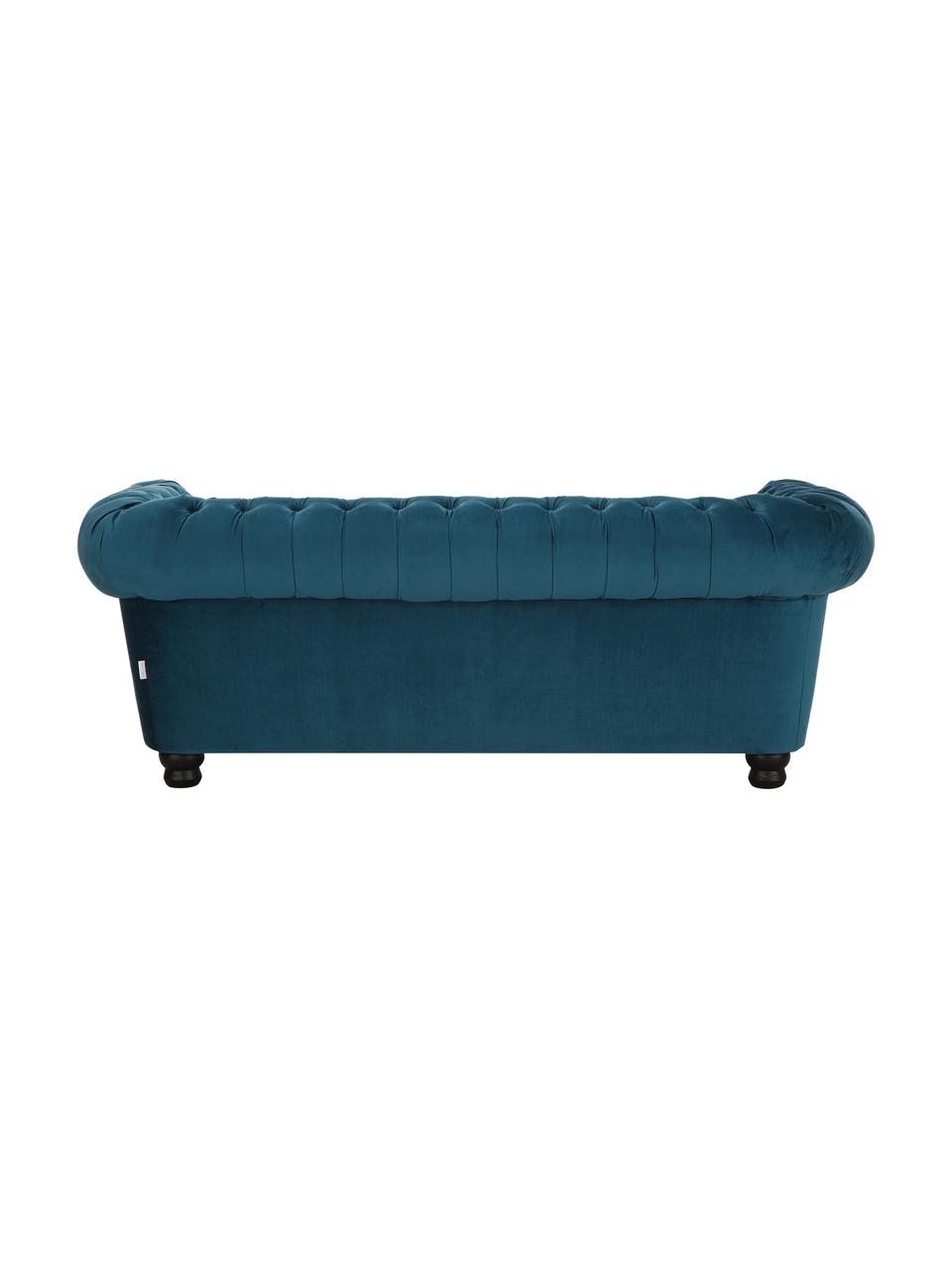 Canapé Chesterfield 2 places velours Sally, Velours bleu pétrole