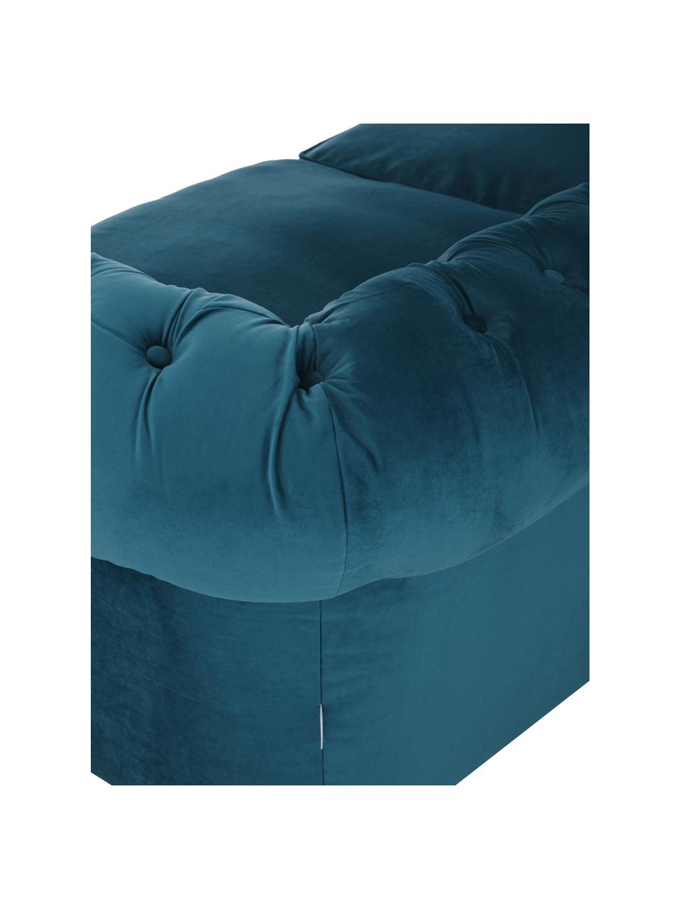 Canapé Chesterfield 2 places velours Sally, Velours bleu pétrole