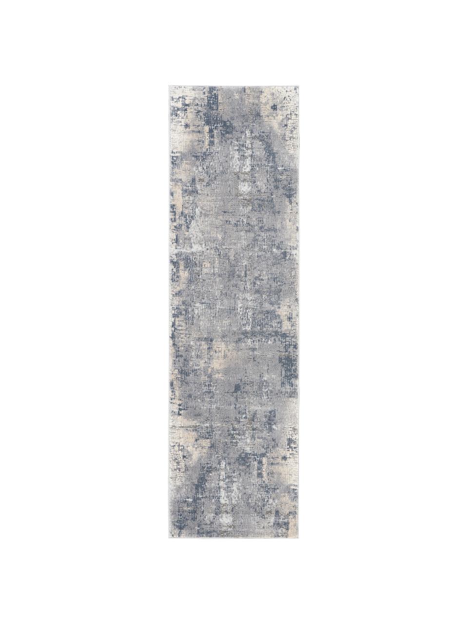 Tapis de couloir gris bleu Rustic Textures, Gris-bleu, blanc ivoire