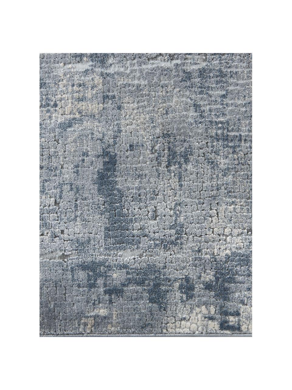 Passatoia a pelo corto Rustic Textures, Vello: 51% polipropilene, 49% po, Retro: 50% iuta, 50% lattice, Blu grigio, avorio, Larg. 70 x Lung. 230 cm