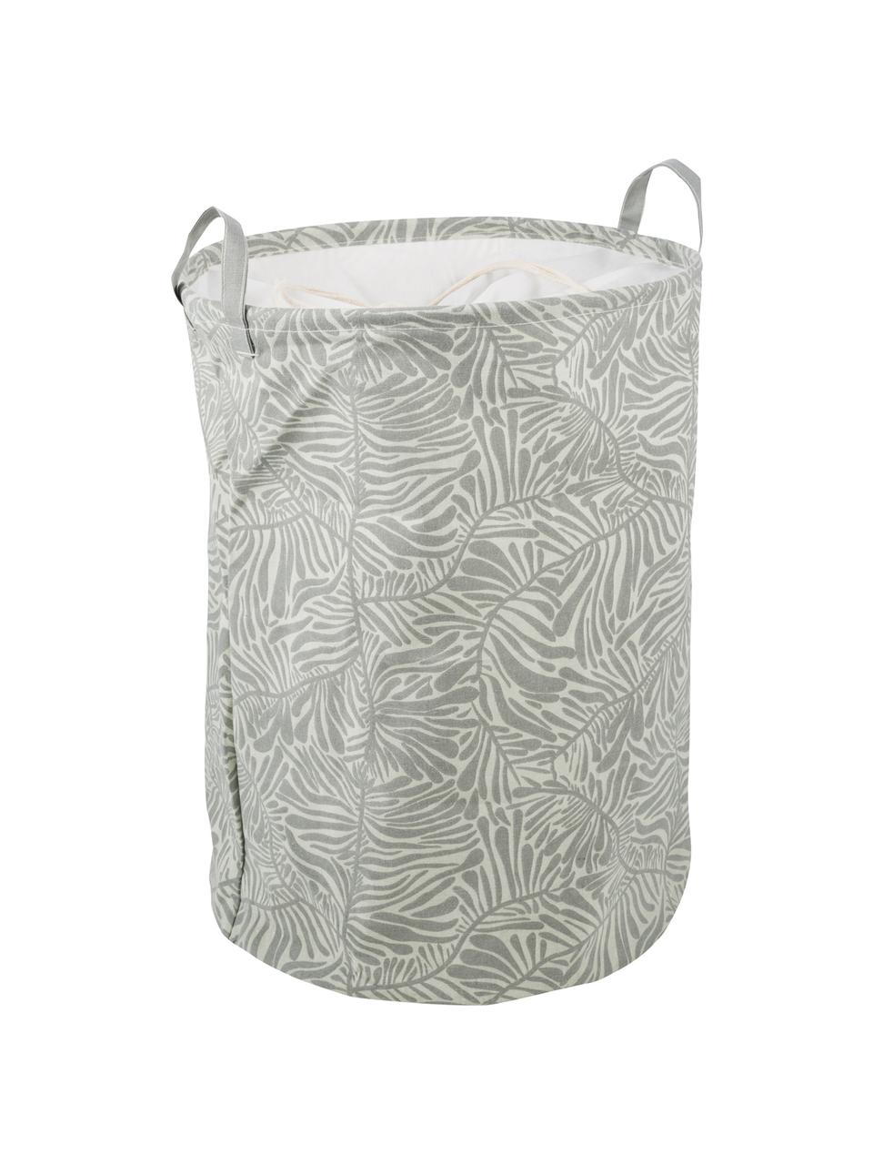 Panier de rangement Corinne, 65 % coton, 35 % polyester, Blanc, vert clair, Ø 37 x haut. 52 cm