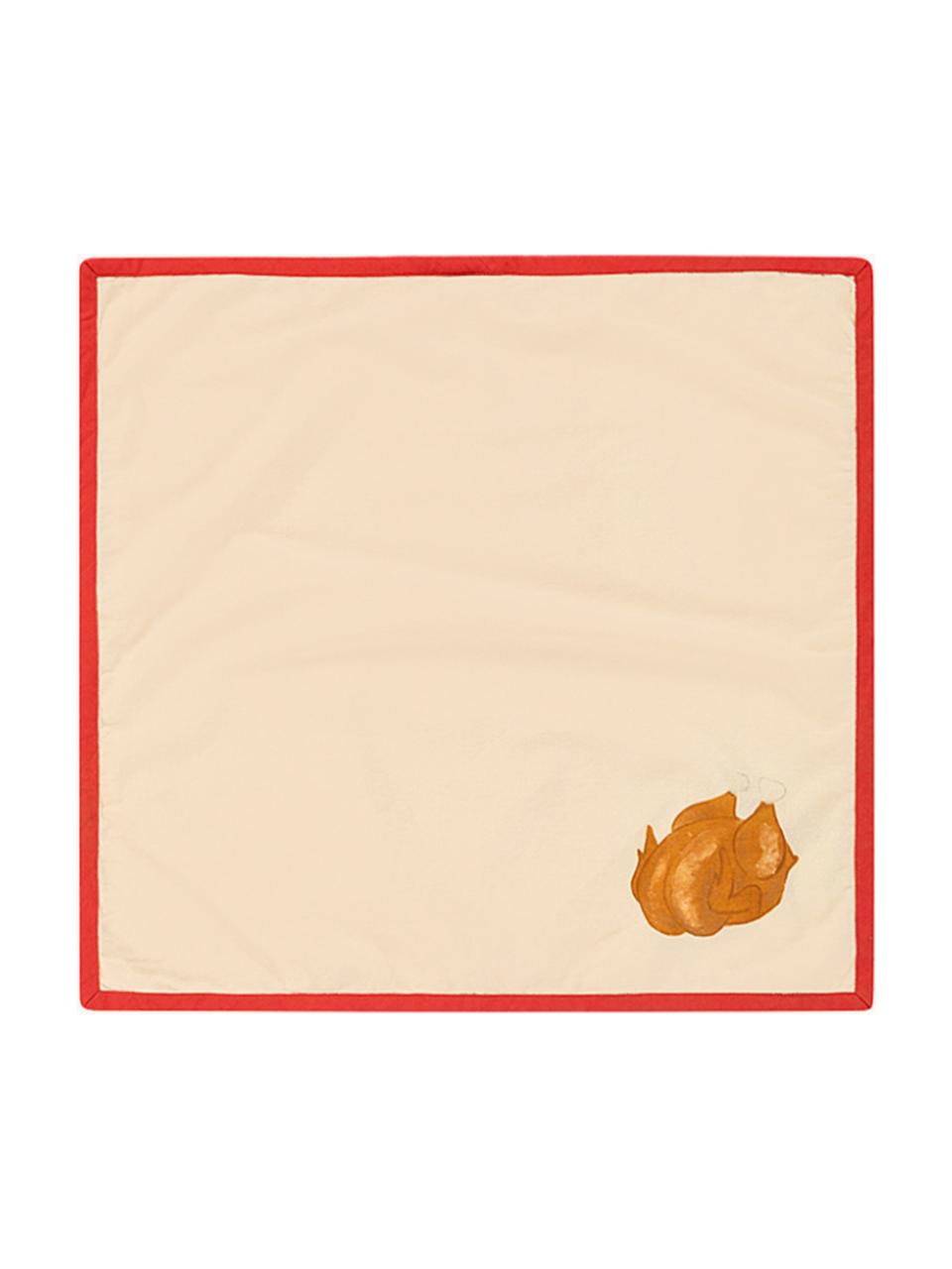 Stoffservietten Turkey, 2 Stück, 100 % Baumwolle, Hellbeige, Rot, B 45 x L 45 cm